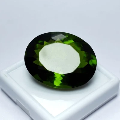 Lab-Created Excellent Oval Cut Green Amethyst 72.15 Ct CERTIFIED Loose Gemstone - Image 1 of 4
