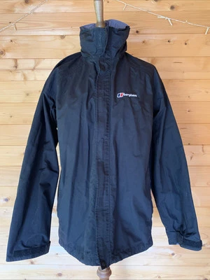 Chaqueta para mujer BERGHAUS AQUAFOIL negra con capucha oculta para caminar senderismo talla UK16 Foto 1 de 4