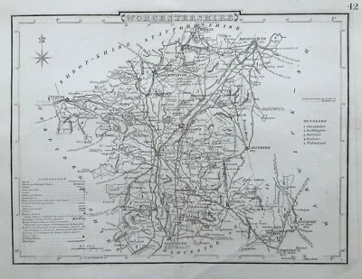 1840 Antique Map; Worcestershire. Cole & Roper.  - Image 1 of 2
