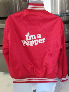 Dr Pepper I'm a Pepper 1980's vintage shiny nylon red jacket men's Large Perfect