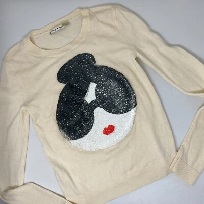 Suéter Alice + Olivia Stace Face Lentejuelas Lana Marfil XS Foto 1 de 4