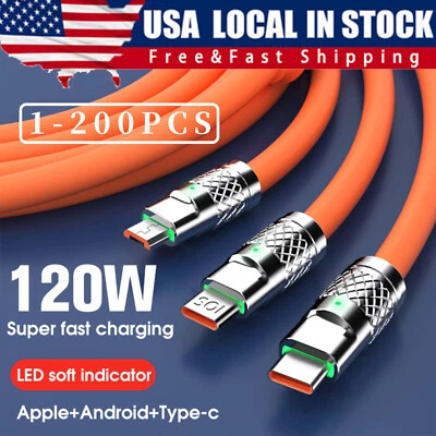 Cabo de carregamento rápido 3 em 1 cabo carregador de celular para iPhone tipo C micro LOTE - Imagem 1 de 4