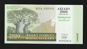 Madagascar, 2000 Ariary, 2007 - 2012, P-93, Comm. Banconota non in circolazione - Foto 1 di 2