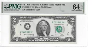 1976* Richmond Star $2 FRN (E* Block) PMG 64 EPQ CHOICE UNCIRCULATED - Picture 1 of 14