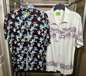 NWT Lot of 2 Bombay Cotton Hawaiian Button Down Shirts Mens Size XL New MSRP $54 - Picture 1 of 16