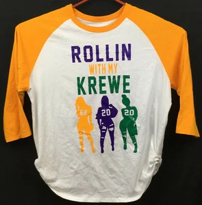 Rolling With My Krewe GK 20 220 Silhouette Girls Raglan T-Shirt Women's XL White - Picture 1 of 6