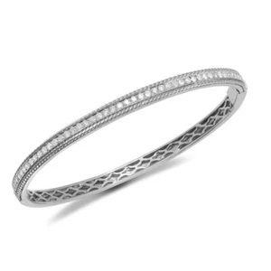 1.00 carat H/SI Round Brilliant Cut Diamond Channel-set Bangle 9ct White Gold - Picture 1 of 6