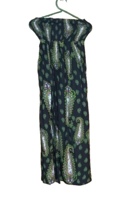 Xhilaration S/P Strapless Summer Maxi Dress Blue and paisley Foto 1 de 4