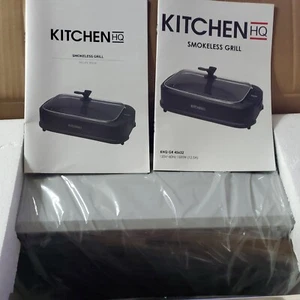 Kitchen HQ 1500 Watt Smokeless Nonstick Electric Grill & Griddle, Grey - Picture 1 of 3
