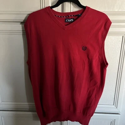 Chaps Sweater Vest Mens Size Large Red , Sleeveless V Neck Golf Casual - Image 1 of 4