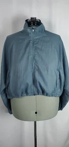 Old Navy Jacket Womens XL Teal Satin Hooded Windbreaker Ruched Lightweight - Picture 1 of 17