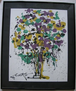 Hans Prähofer (1920-2005) Blumenstilleben Acryl Gemälde  Papier signiert 1992 - Bild 1 von 5