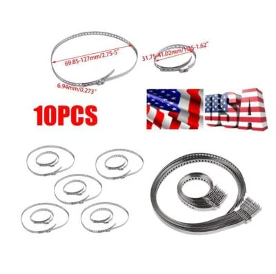 10 Pcs Universal Car Adjustable Axle  Drive Shaft CV Joint Boot Crimp Clamps Kit - Image 1 of 4