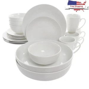 18 Pcs Porcelain Dinnerware Set W/ Serving Bowls Microwave Dishwasher Safe New - Picture 1 of 8