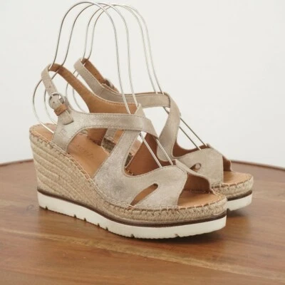 Нежные души женщин Elise сандалии Espadrille на танкетке каблук отлива серый кожаный 9 М - Изображение 1 из 4