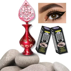 Ayurvedic Herbal Kohl Eyeliner Powder with Red Brass Holder Handmade Natural 1×2 - Picture 1 of 10