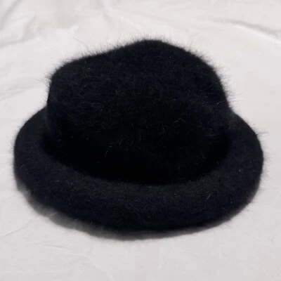 Women's Vintage Angora Rolled Brim Fur Hat One Size Cloche - Image 1 of 4