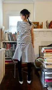 Junya Watanabe SS 18 CDG Asymmetrical Striped Dress XS-S NWOT @MetroBulotDodo - Picture 1 of 9