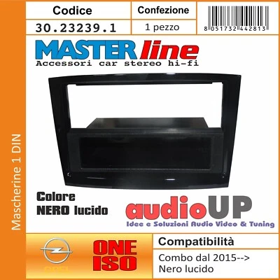 Panneau car Radio 1 din Pour Opel Combo 2015 IN Avant Adaptateur Noir Poli - Photo 1/2