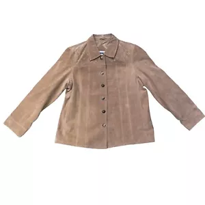 NWOT Lake Matley Suede Button Up Jacket Women Size 2XL Light Brown / Floral - Picture 1 of 5