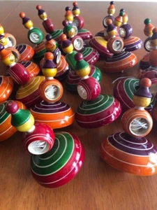 Wooden Spinning Tops Classic Kids Toys! Set of 5 tops. Brand New Handmade. - Picture 1 of 3