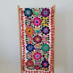 Embroidery Floral, Peruvian Hand-Woven Table Runner |Multi Color Flowers Peruvia - Picture 1 of 6