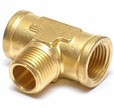 1/2 Npt Female to Male Center Branch Tee Brass Pipe Fitting Water Oil Gas Air - Image 1 of 4
