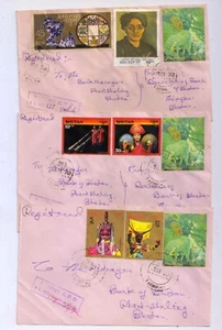 Bhutan 3 Registered Used Covers with Stamps Includes raised color print - Bild 1 von 1
