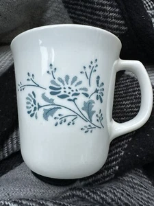 3 VINTAGE CORNING Colonial Mist White Coffee Mug Cup Blue Flowers EUC - Picture 1 of 5