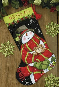 Needlepoint Kit ~ Dimensions Snowman & Bear Christmas Stocking  #71-09151 - Picture 1 of 3