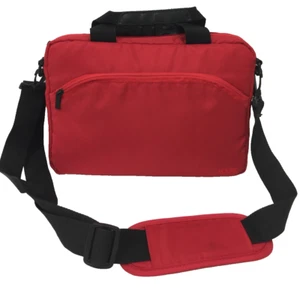 Laptop Messenger Bag Logik Small Red Padded Pockets Lined Zip Logo Used F1 - Picture 1 of 9