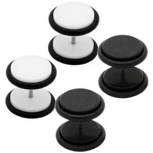 4er Set Fakeplugs Schwarz Weiß Fake Plug Tunnel Ohrstecker 6 8 10 mm Piercing - Picture 1 of 1