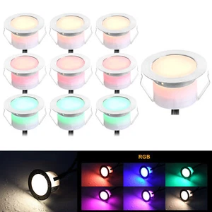 1-50er Set 30mm RGB LED Boden Einbaustrahler Außen Einbauleuchte Terrasse Lampe - Imagen 1 de 11