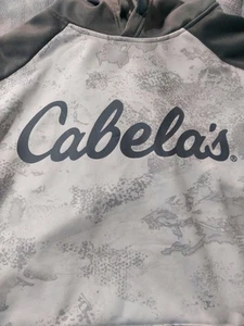 Cabelas Hoodie Mens XL White Gray Camo Pullover Kangaroo Pocket Sweatshirt - Picture 1 of 7
