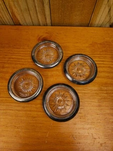 Vintage Leonard Silver-Plated and Crystal Coasters, Set of Four - Picture 1 of 7