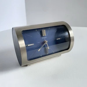 Works! Swiza Vintage Chromed Steel Swiss Made 8 Days Hand Winding Alarm Clock - Picture 1 of 7