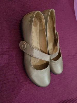 Hotter Comfort Robyn Gold Wedge Mary Jane Shoes In Size 5 EXF Wide - NEW - Image 1 of 4