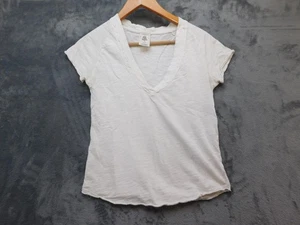 We The Free Shirt Womens XS White V Neck Short Sleeve Slub Knit Casual Top - Picture 1 of 13