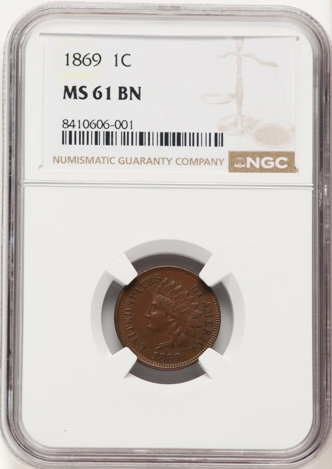 1869 1C BN Indian Cent NGC MS61 - Image 1 of 2