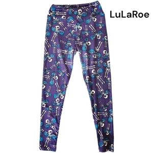 NUEVO SIN ETIQUETAS LuLaRoe Halloween Angel Skeletons Leggings Góticos Púrpura Azul Talla OS (2-10) - Imagen 1 de 5