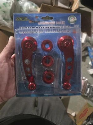 MANIJAS DE MANIVELA DE PUERTA/ENROLLADORA/PERILLA/PUERTA DE COCHE ANODIZADAS ROJAS 2 PIEZAS RANURADAS LARGAS Foto 1 de 2