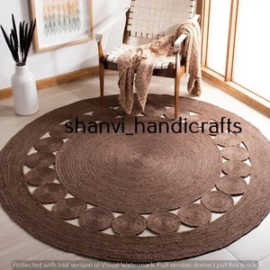 Bohemian Hand Woven Round Natural Handmade Jute Rug Braided Indoor Floor Carpet - Picture 1 of 3