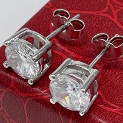 Orecchini Bottone Uomo Donna Puntiluce quadrato luccicanti Argento925 Uomo Donna - Immagine 1 di 4