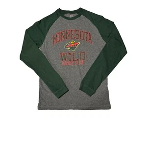 Camisa de hockey salvaje de la NHL Minnesota para hombre pequeña verde gris calce ajustado - Imagen 1 de 8
