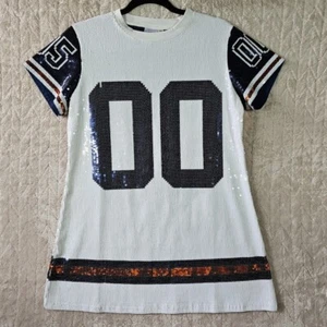 Queen Of Sparkles Pailletten Jersey Kleid XS Navy Weiß Preppy College Sport Auburn - Bild 1 von 9