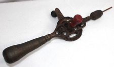 Antique Unbranded Hand Crank Manual Drill Wood Handle Egg Beater Style