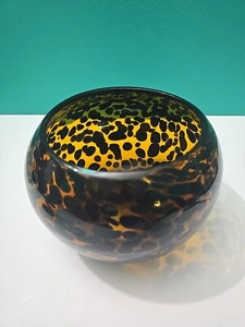 Italian Azzurra Maestri Vetrai? or Murano?Tortoise Shell Art Glass Round Vase - Picture 1 of 6
