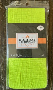 Adult Tights OS Holiday Inspirations Neon Fluorescent Yellow Silver Stripe New - Picture 1 of 8