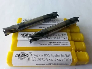 5pcs 3/8" double end Solid Carbide End Mills Tialn Coated 4 flute 1006-TDE-38 - Picture 1 of 4