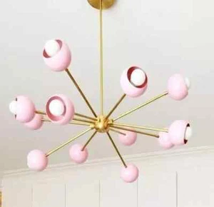 Mid Century Colorful Sputnik Chandelier Light Fixture Modern Brass Ceiling Lamp - Picture 1 of 3